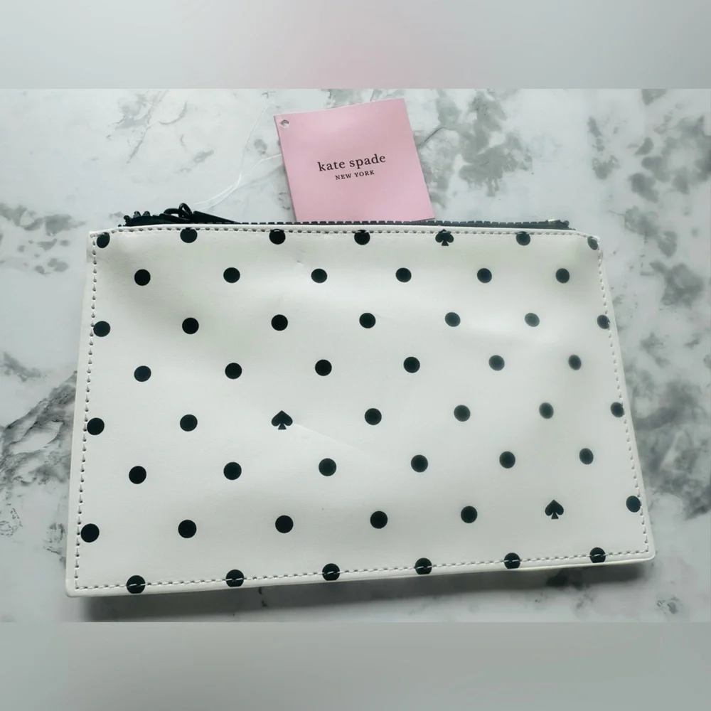 Kate Spade Black and White Polka Dot Pencil Case with Accessories